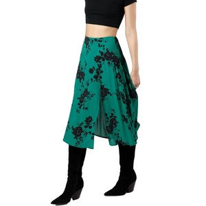 BAND OF THE FREE Etta Emerald Floral Women’s Midi Skirt NWT